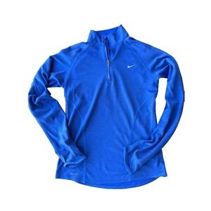 Nike Dri-FIT Quarter Zip Pullover Womens Small Blue Long Sleeve Athletic Top